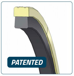 Joint composite double effet breveté pour des gorges de type ISO 7425/1, les joints DANAWING® sont composés d'un patin d'étanchéité dynamique à multiples arêtes et d'un énergiseur en caoutchouc de forme trapézoïdale.